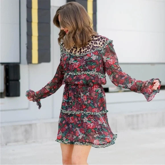 Scotch & Soda Leopard & Lillies Mini Dress from Anthropologie (Size 2) - Picture 3 of 13